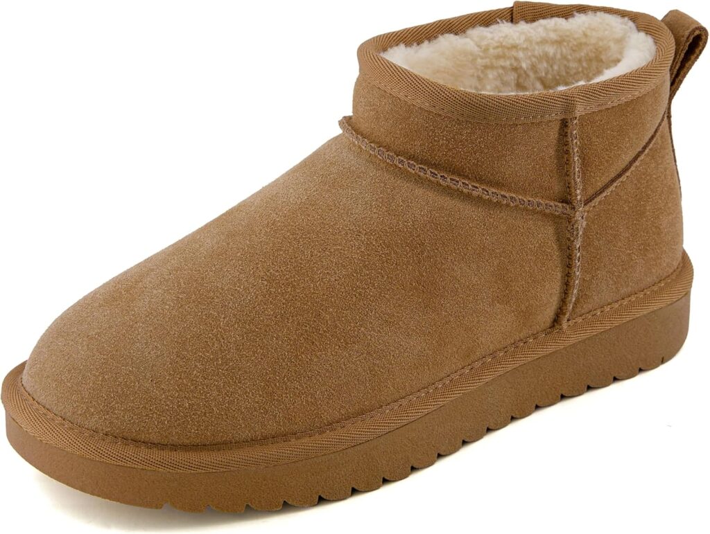 CUSHIONAIRE Women's Hip 2 Genuine Suede Ankle Snow Boots - Pull-On with Cozy Faux Shearling Lining, +Memory Foam