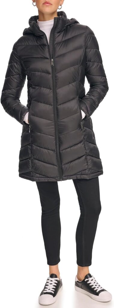 Calvin Klein Women's Long Chevron Puffer Jacket