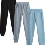 Coney Island Girls’ Sweatpants – 3 Pack Active Fleece Jogger Pants with Pockets – Performance Sweatpants for Girls (5-16)