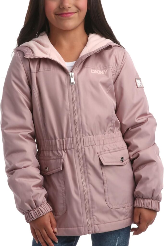 DKNY Girls' Jacket - Cozy Polar Fleece Lined Full Zip Up Jacket with Side Pockets - Athletic Jackets for Girls (7-16)