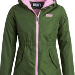 DKNY Girls' Jacket - Lightweight Polar Fleece Lined Anorak Jacket - Weather Resistant Coat for Girls (4-16)