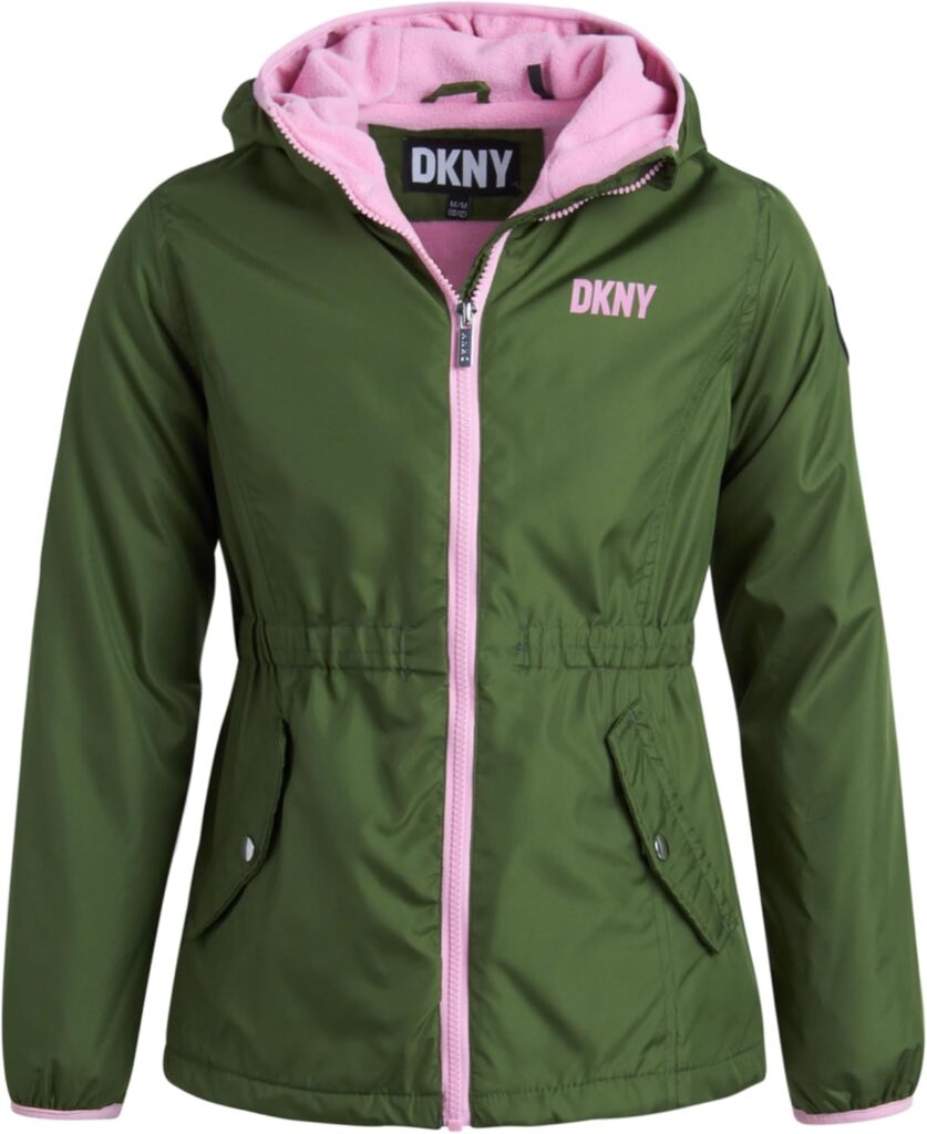 DKNY Girls' Jacket - Lightweight Polar Fleece Lined Anorak Jacket - Weather Resistant Coat for Girls (4-16)