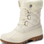 DREAM PAIRS Women's Winter Duck Boots Mid Calf Warm Insulated Faux Fur Lined Waterproof Lace Up Snow Boots