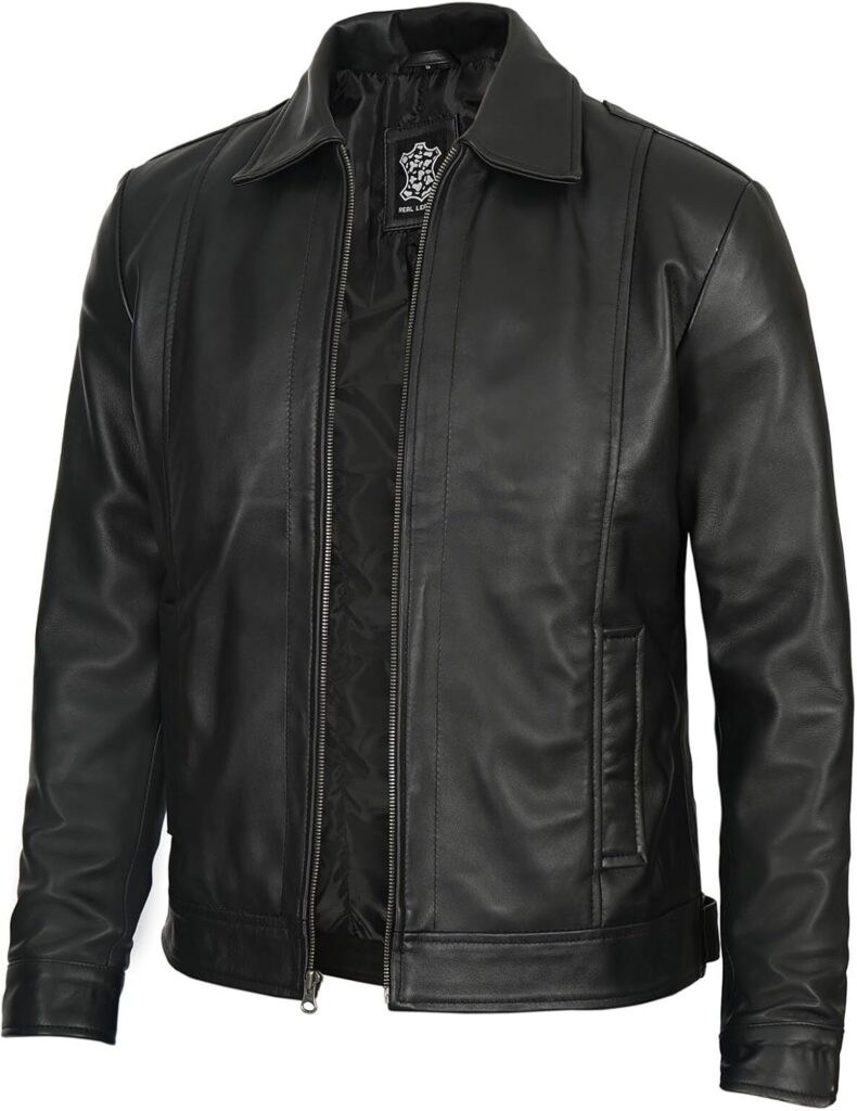 Decrum Mens Leather Jacket - Real Lambskin Classic Vintage Style Leather Jackets For Men