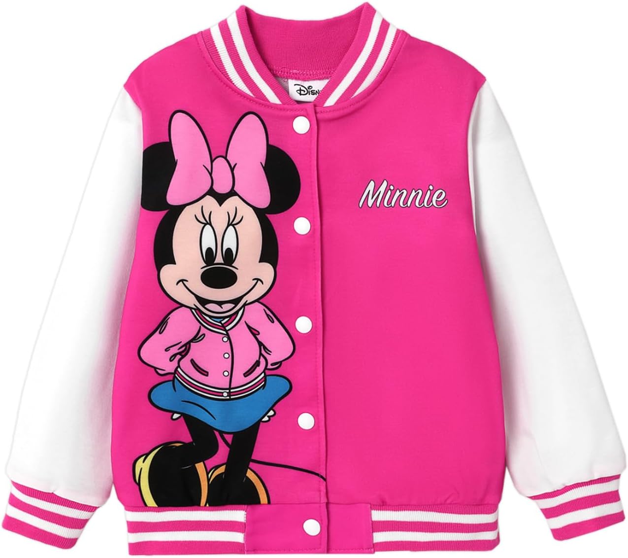 Disney Minnie Mouse Mickey Mouse Stitch Kids Varsity Bomber Jacket Lightweight Button-up Sweatshirt Toddler-Big Kids