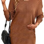 Dokotoo Womens Sweater Dresses 2024 Trendy Casual Crew Neck Long Sleeve Textured Pullover Knit Dress