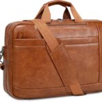 Faux Leather Messenger Bag for Men | 17-17.3 Inch Leather Mens Laptop Bag Leather Briefcasen Convertible Backpack 3 in 1 Computer Handbags Work Bag Shoulder Crossbody Bag Office | Vintage Brown