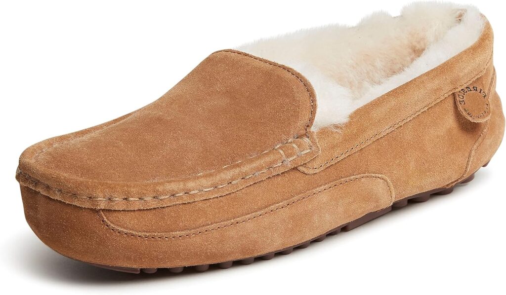 Fireside by Dearfoams Men's Melbourne Shearling Indoor/Outdoor Moccasin Slipper with Wide Widths