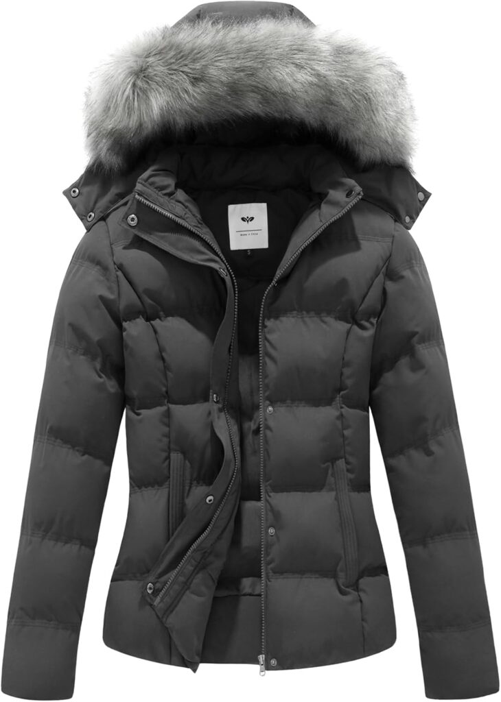 GGleaf Women's Hooded Warm Winter Coat Quilted Thicken Puffer Jacket with Removable Fur Hood