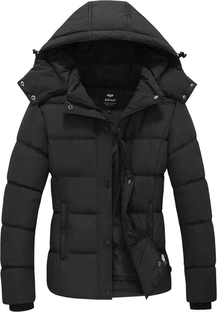 GGleaf Women's Winter Coats Quilted Puffer Jacket Warm Snow Coat with Removable Hood