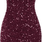 GRACE KARIN Sequin Dress for Women Sleeveless Sparkly Glitter Halter Dress Bodycon Mini Club Dresses 2024