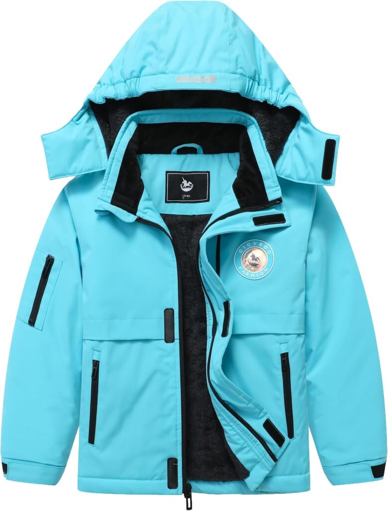 Girl's Ski Jacket Winter Outdoor Warm Snow Coat Kid's Snowboarding Windproof Jacket with Hood