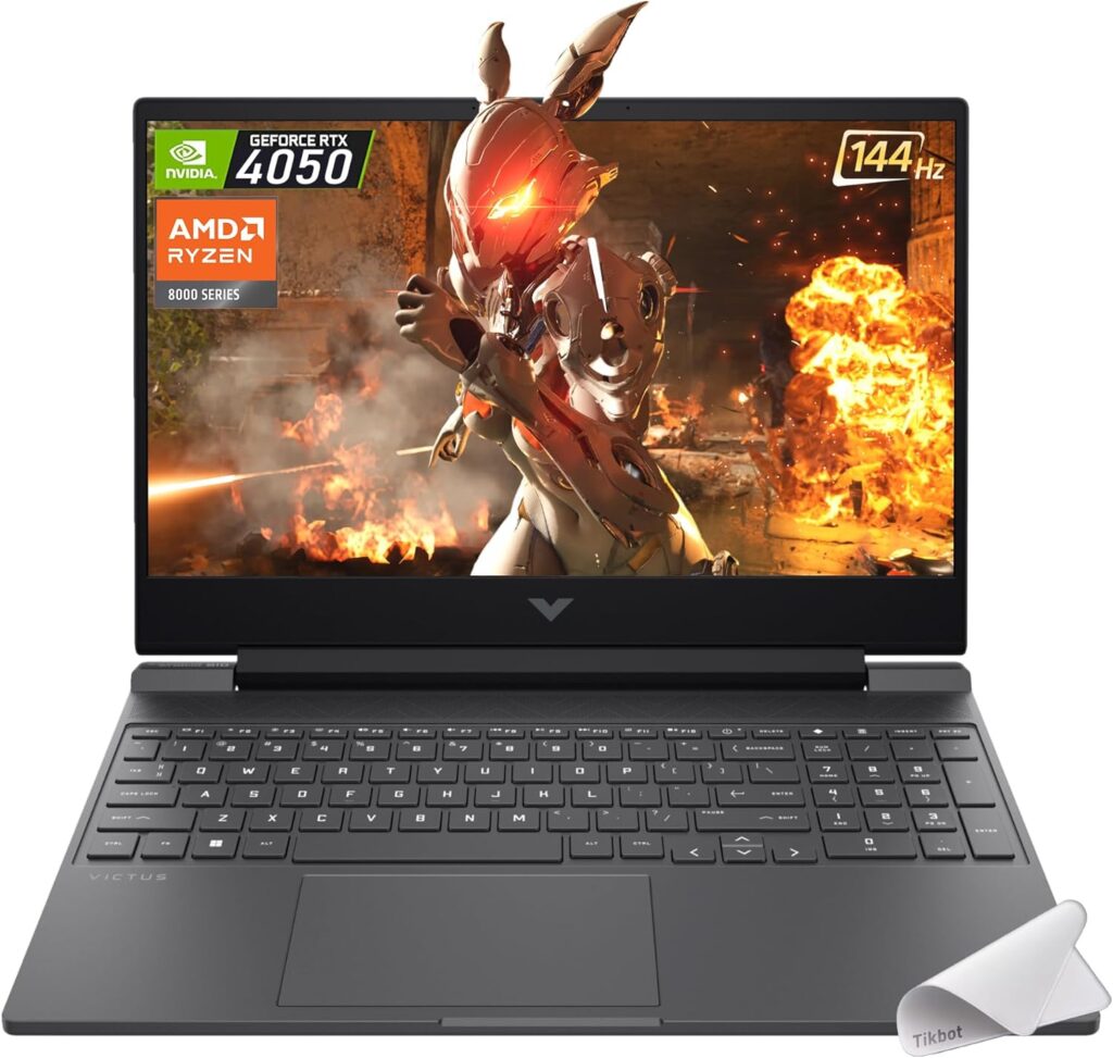 HP Victus Gaming Laptop, 15.6-inch FHD IPS 144Hz, AMD Ryzen 5-8645HS, NVIDIA GeForce RTX 4050, Wi-Fi 6, Backlit KB, Win11 Home, w/Mouse Pad (32GB RAM |1TB PCIe SSD)