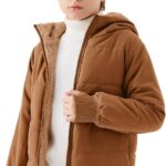 Haloumoning Boys Sherpa Lined Quilted Jacket with Hood Winter Coat with Pockets 5-14 Years