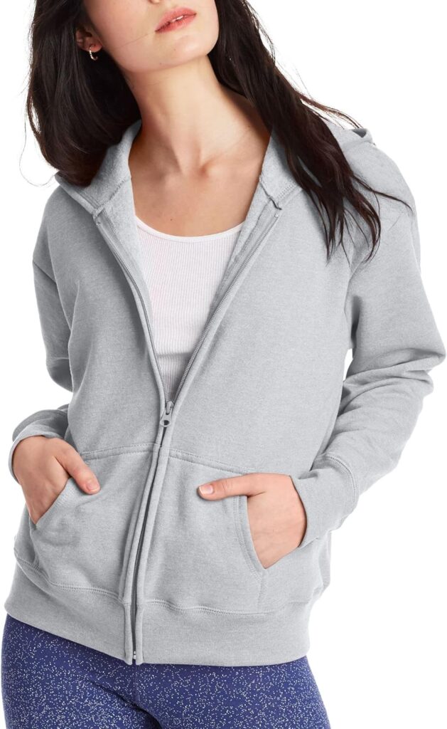 Hanes Women's Hoodie, Ecosmart Fleece Full-zip Hoodie, Zip-up Hooded Sweatshirt