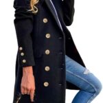 IDEALSANXUN Womens Fall Winter Wool Coats Double Breasted Midi Peacoat Trench Coats