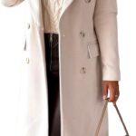 IDEALSANXUN Womens Long Wool Coat Double Breasted Trench Coat Fall Winter Clothes