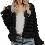 Inorin Womens Fall Open Front Cardigan Faux Fur Coat Vintage Parka Shaggy Jacket Warm Coat Tops