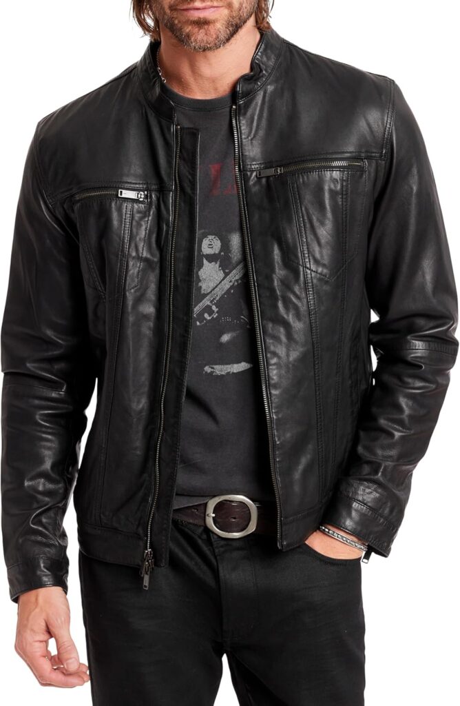 John Varvatos Men's Brando Leather Jacket