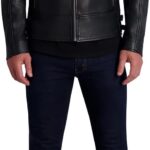 KARL LAGERFELD Men's Leather Racer Jacket