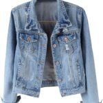 Kedera Womens Denim Jackets Distressed Ripped Long Sleeve Jean Jacket Coats