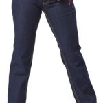 Kolossus Women Cotton Blend Super Stretch Work Jeans with Triple Seams - Boot Cut - Mid Rise - Workwear