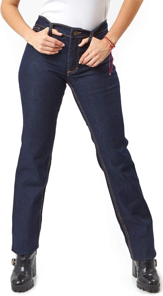 Kolossus Women Cotton Blend Super Stretch Work Jeans with Triple Seams - Boot Cut - Mid Rise - Workwear