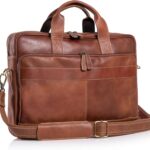 KomalC 16 Inch Leather briefcases Laptop Messenger Bags for Men and Women Best Office Satchel Bag