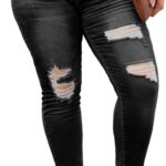 LALAGEN Women 2024 Plus Size Skinny Jeans Stretchy High Waisted Ankle Jean Destroyed Ripped Denim Pants