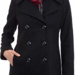 LONDON FOG Women's Double Breasted Peacoat with Scarf