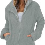 Ladies Shearling Fluffy Fuzzy Shaggy Jackets Lapel Turn Cardigans Coats Plain Warm Winter Outerwear Fashion Jackets