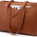 Laptop Tote Bag for Women 15.6 Inch Waterproof Leather Computer Bags Women Business Office Work Bag Briefcase Brown