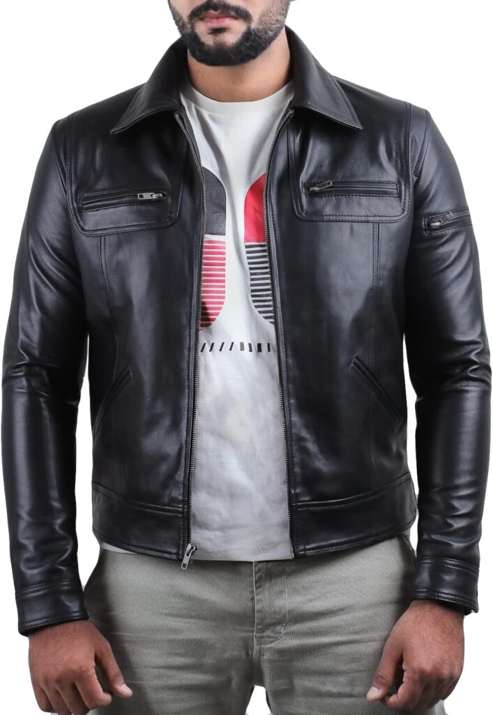 Laverapelle Men's Genuine Lambskin Leather Jacket (Black, Biker Jacket) - 1501200