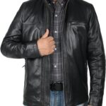 Laverapelle Men's Genuine Lambskin Leather Jacket (Black, Classic Jacket) - 1501135