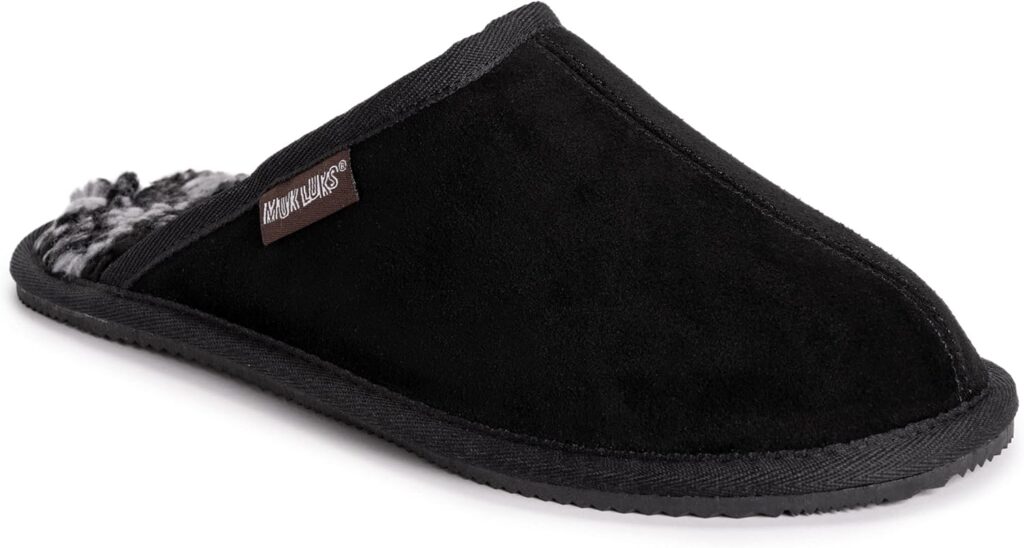 MUK LUKS Men's Dave Printed Berber Suede Scuff Slipper