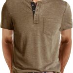 Mens Casual Short Sleeve Henley Shirts Fashion Button T Shirts with Pocket