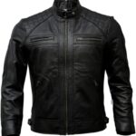 Mens Genuine Leather Biker Jacket Black | Vintage Brown Distressed Lambskin Motorcycle Jackets for Men