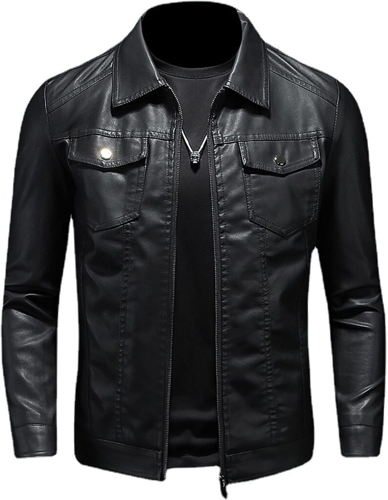 Mens Leather Jackets Casual Faux Leather Motorcycle Jacket Biker Vintage Outwear