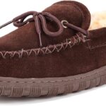 Mens Slippers Sheepskin Moccasin Slippers for Men House Slipper Indoor Outdoor Slippers