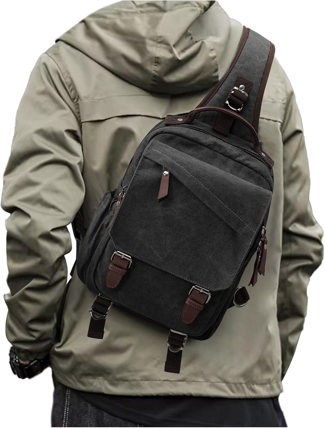 Messenger bag for Men,Small Sling Crossbody Backpack Shoulder Bag for Men Women,canvas Strap Backpack Sling Bag