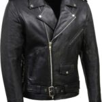 Milwaukee Leather SH1011 Black Classic Brando Motorcycle Jacket for Men Made of Cowhide Leather w/Side Lacing