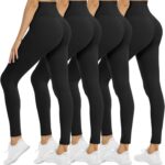 NexiEpoch 4 Pack Leggings for Women - High Waisted Tummy Control Soft Black Capri Yoga Pants with Pockets for Workout