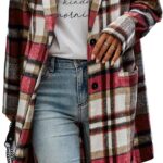 PRETTYGARDEN Women's 2024 Plaid Shacket Jacket Casual Button Wool Blend Winter Tartan Trench Coat With Pockets