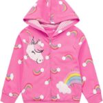 Popshion Toddler Girls Fleece Jackets Cotton Unicorn Hoodie Sweatshirt Fall Winter Zipper Coat Warm Hooded Sweater 2t-7t