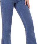 Pull on Flare Jeans for Women, Trendy Stretchy High Waisted Bell Bottom Skinny Boot Cut Jeans Legging for Women