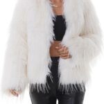 QUENTY PIELIES Faux Fur Coat Women’s Jacket Shaggy Outwear Long Sleeve Warm Winter