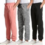 Real Essentials 3 Pack: Girls' Sweatpants - Active Fleece Jogger Pants (Size: 7-16)