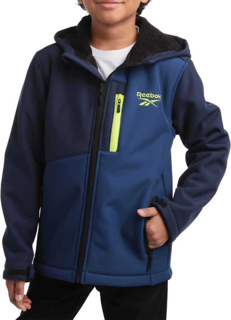 Reebok Boys' Jacket - Youth Lightweight Weather Resistant Softshell Coat - Kids' Outerwear Windbreaker Coat for Boys (8-20)