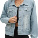 SANGTREE Women's Button Down Denim Jacket