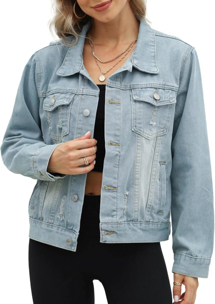 SANGTREE Women's Button Down Denim Jacket